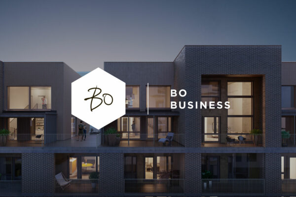 Bo Business logo ja taustakuva rakennuksesta