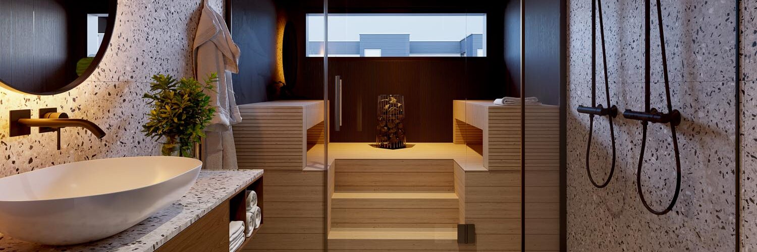 3D-visualisointi kylpyhuone - ja saunatilasta